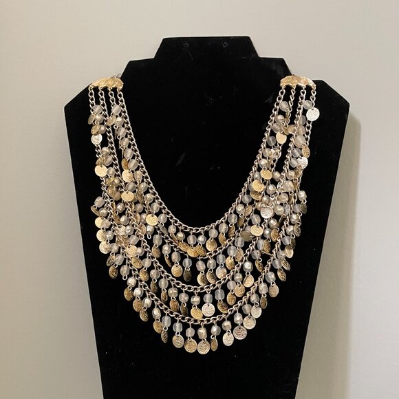 Vintage Multi Strand Gold Coin Necklace Stamped Japan - Picture 3 of 9